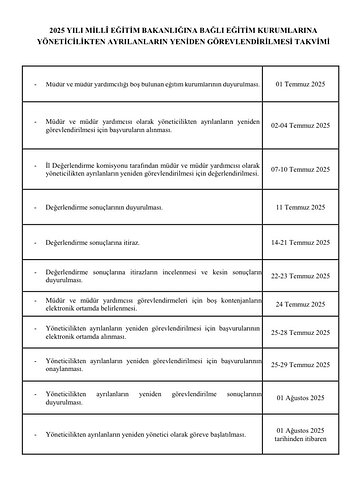 Milli Eğitim Bakanlığı yönetici görevlendirme takvimi3